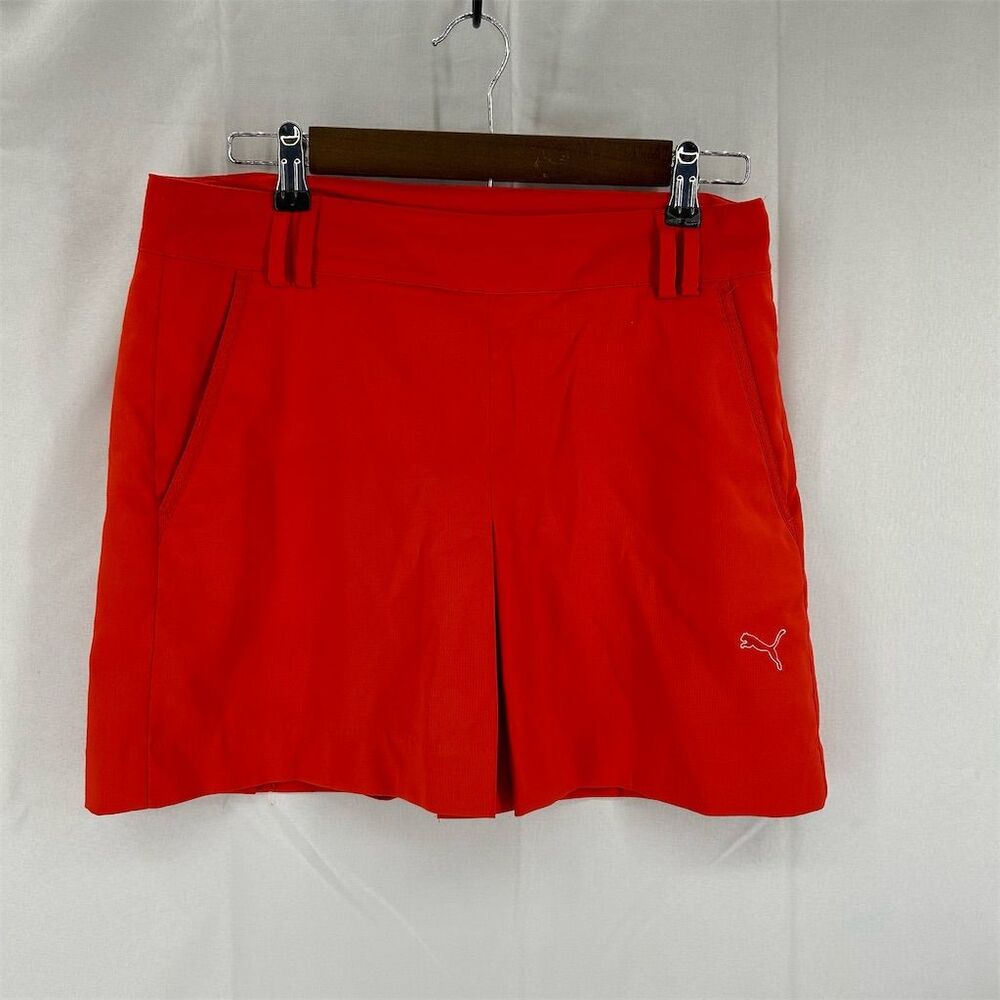 Puma Women's Orange Golf Skort Size 4 Athletic Built-in Shorts Pockets - Picture 1 of 9